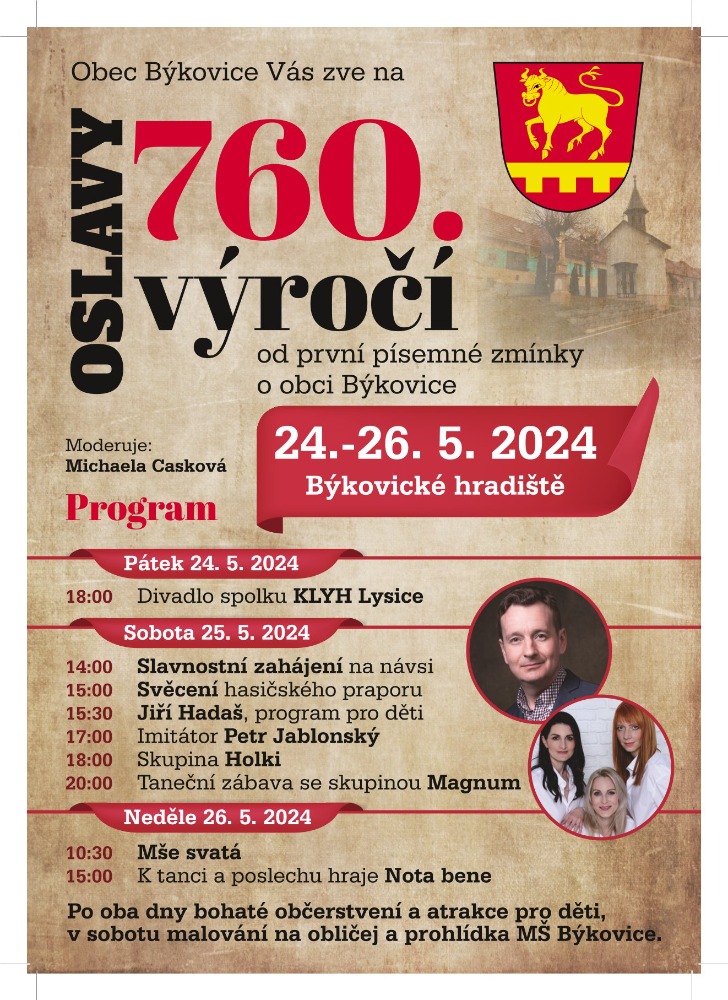 Plakát k akci Oslavy Býkovice